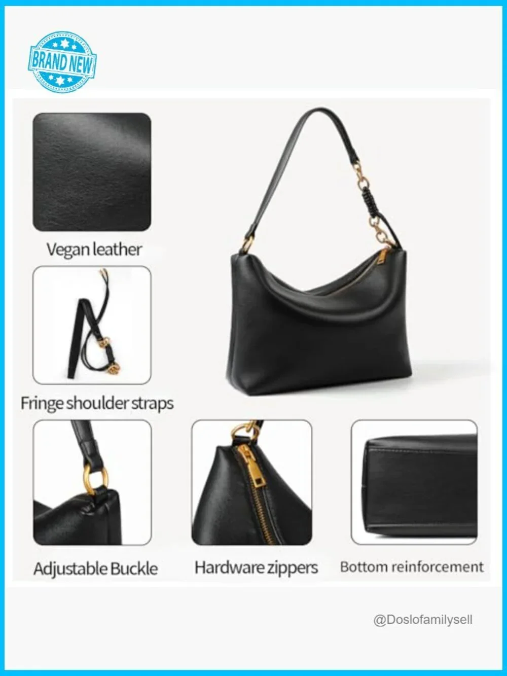 Vegan Leather Slouchy Hobo Bag Lightweight Crossbody Tote Shoulder Purse